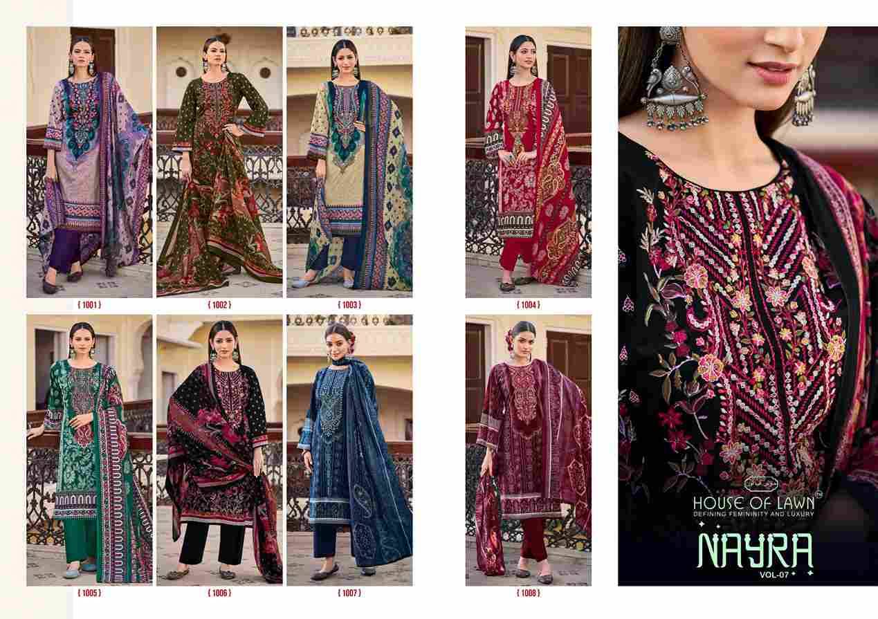 Nayra Vol-7 By House Of Lawn 1001 To 1008 Series Beautiful Festive Suits Stylish Fancy Colorful Casual Wear & Ethnic Wear Pure Cotton Print Dresses At Wholesale Price