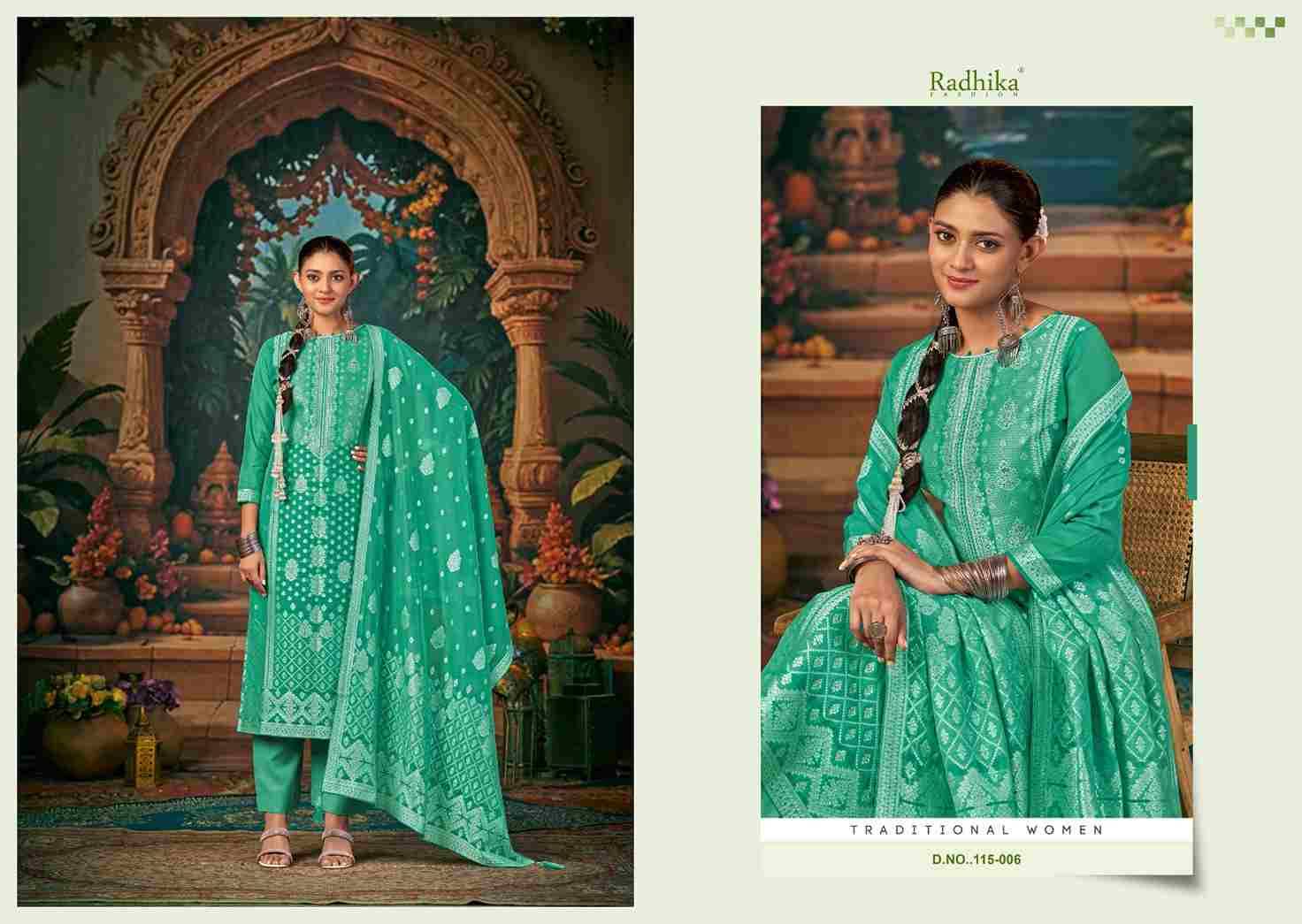Banarashi Adah Vol-7 By Azara 115-001 To 115-006 Series Beautiful Stylish Festive Suits Fancy Colorful Casual Wear & Ethnic Wear & Ready To Wear Jacquard Cotton Print Dresses At Wholesale Price