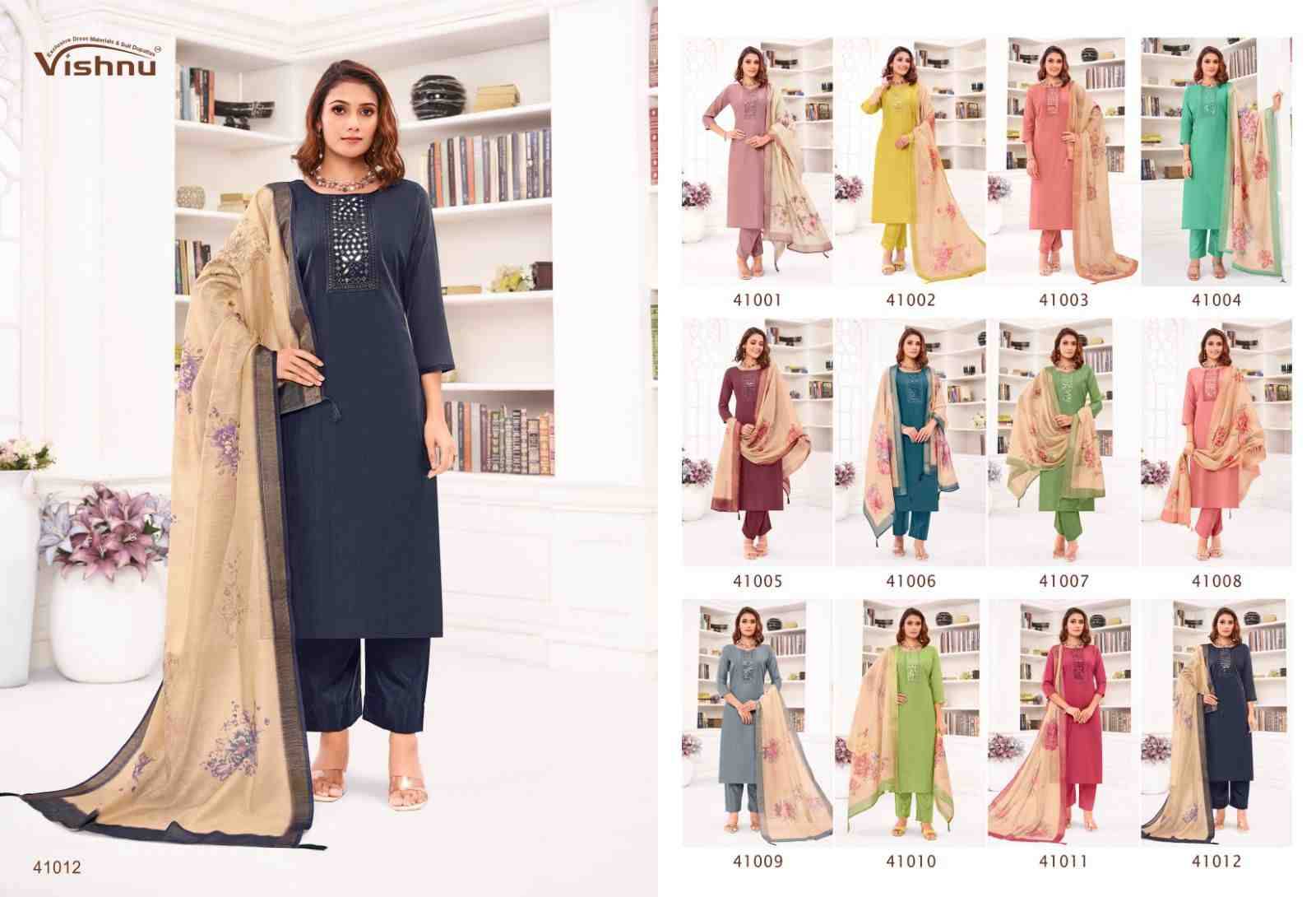 Varnika By Vishnu 41001 To 41012 Series Beautiful Stylish Festive Suits Fancy Colorful Casual Wear & Ethnic Wear & Ready To Wear Jamdani Silk Dresses At Wholesale Price