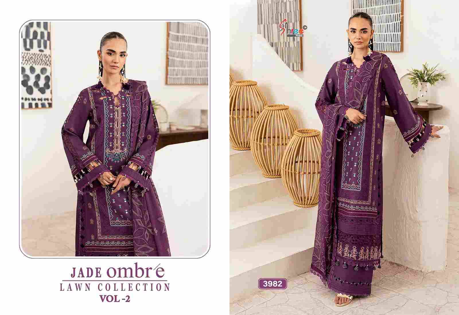 Jade Ombre Lawn Collection Vol-2 By Shree Fabs 3982 To 3986 Series Beautiful Pakistani Suits Colorful Stylish Fancy Casual Wear & Ethnic Wear Pure Cotton Embroidered Dresses At Wholesale Price