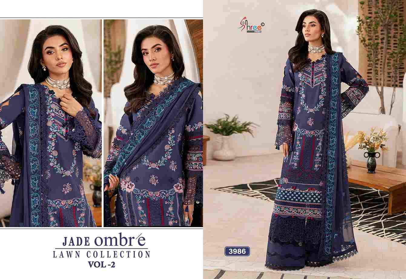 Jade Ombre Lawn Collection Vol-2 By Shree Fabs 3982 To 3986 Series Beautiful Pakistani Suits Colorful Stylish Fancy Casual Wear & Ethnic Wear Pure Cotton Embroidered Dresses At Wholesale Price