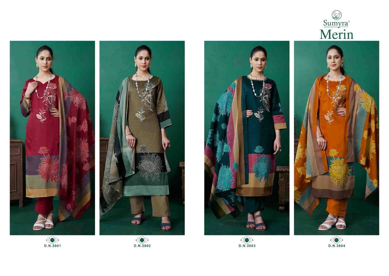 Merin By Sumyra 3001 To 3004 Series Beautiful Festive Suits Stylish Fancy Colorful Casual Wear & Ethnic Wear Pure Pashmina Print Dresses At Wholesale Price