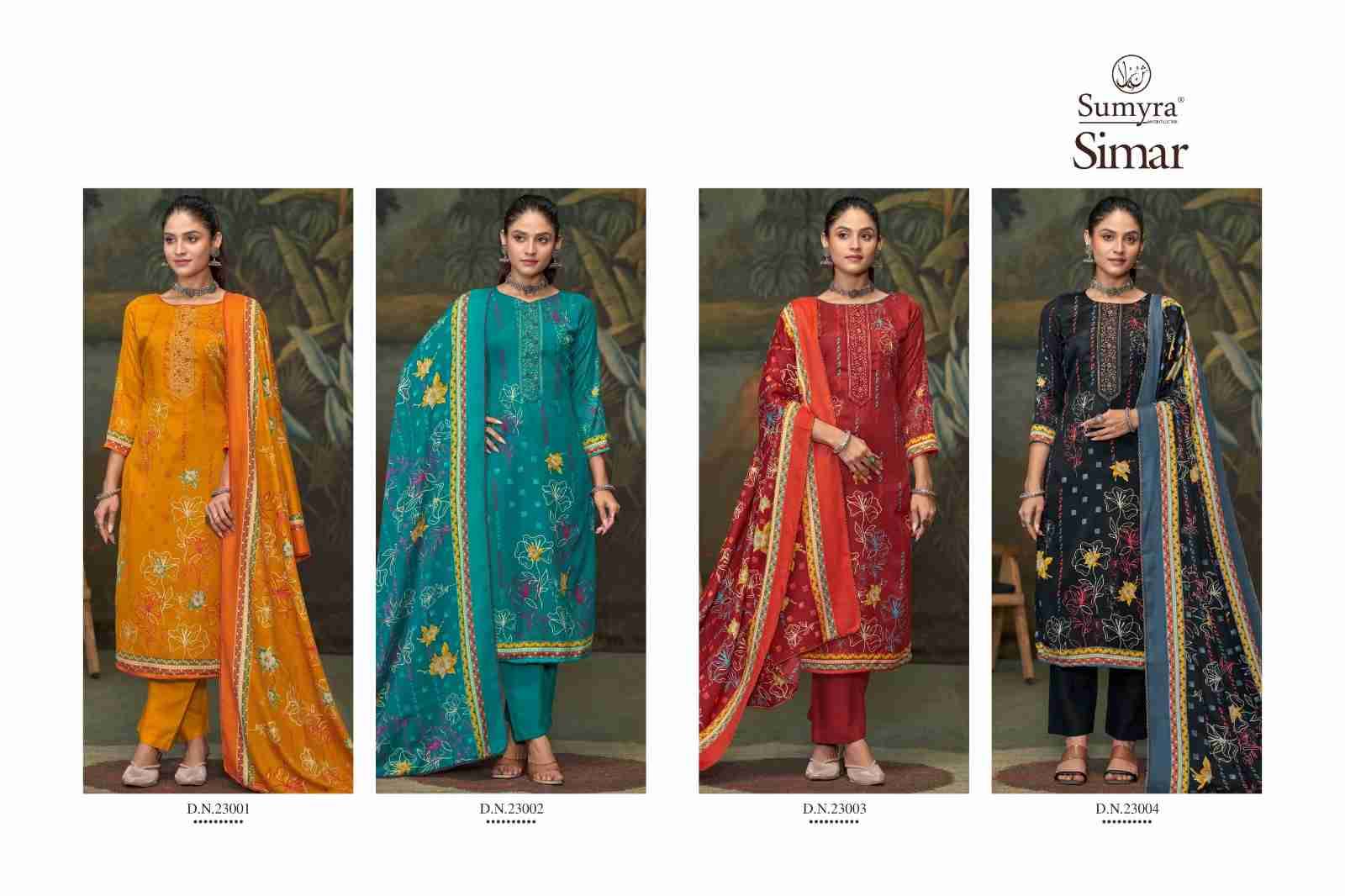 Simar By Sumyra 23001 To 23004 Series Beautiful Festive Suits Stylish Fancy Colorful Casual Wear & Ethnic Wear Pure Pashmina Print Dresses At Wholesale Price