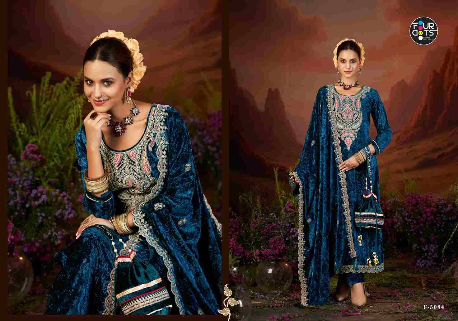 Clemence By Four Dots 5081 To 5084 Series Designer Stylish Fancy Colorful Beautiful Party Wear & Ethnic Wear Collection Velvet Dresses At Wholesale Price