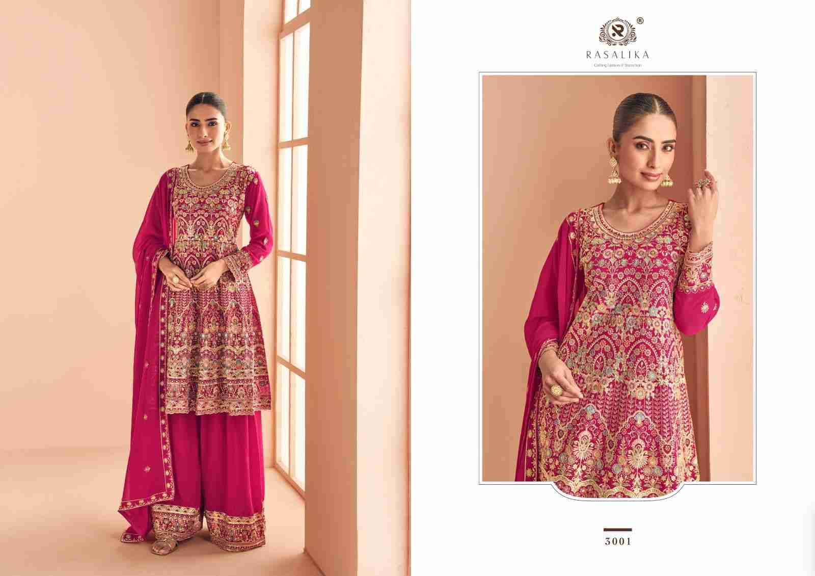 Khushi By Rasalika 3001 To 3003 Series Designer Sharara Suits Beautiful Fancy Colorful Stylish Party Wear & Occasional Wear Heavy Georgette Dresses At Wholesale Price