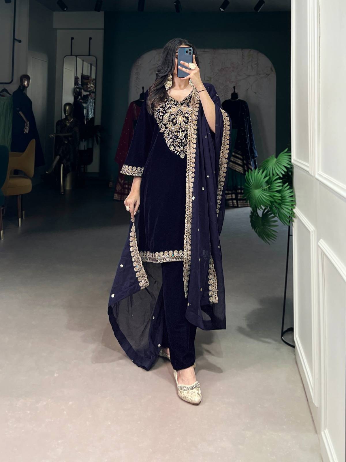 Sf-1066 By Fashid Wholesale Beautiful Stylish Fancy Colorful Casual Wear & Ethnic Wear Velvet Dresses At Wholesale Price