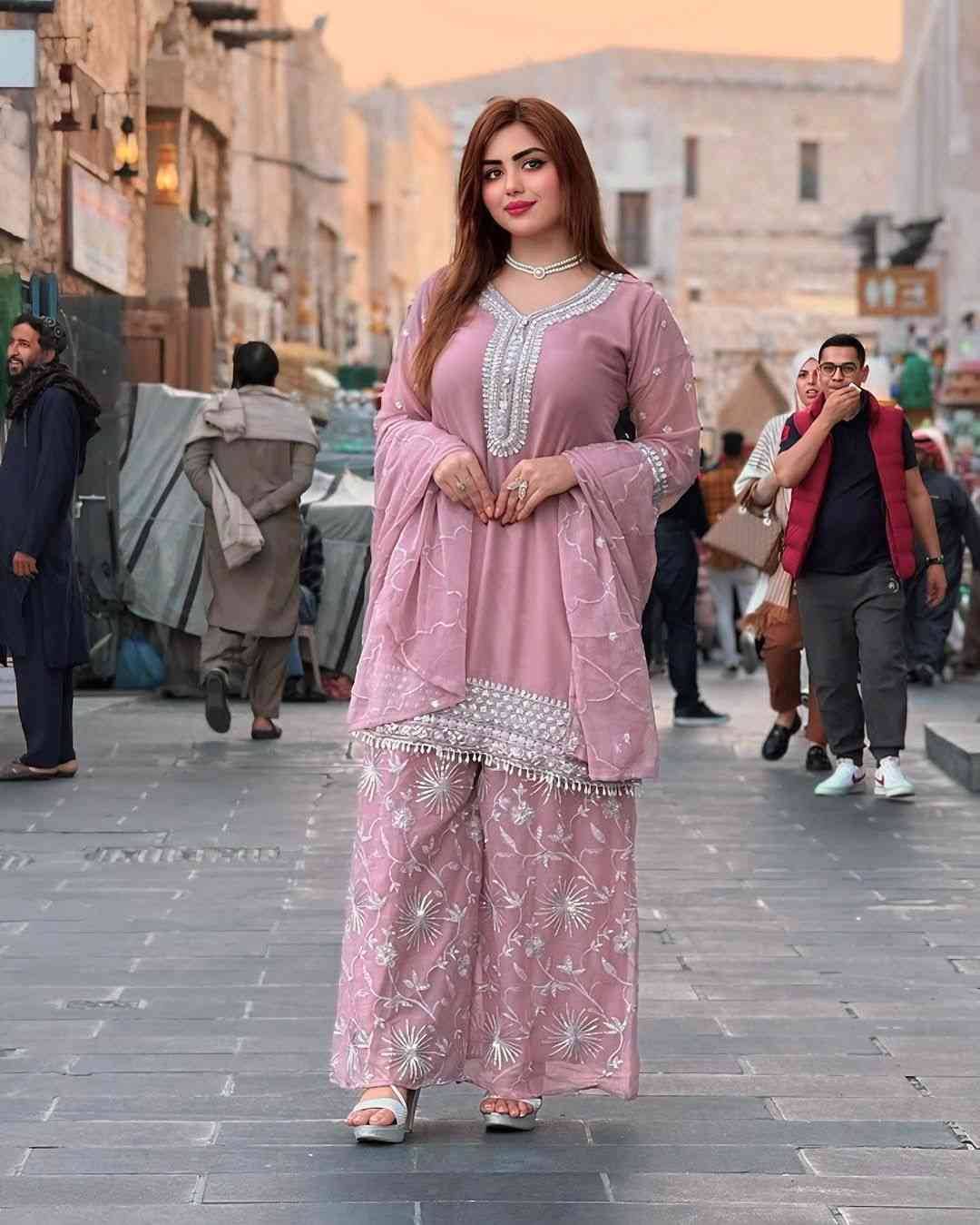 Sf-1068 By Fashid Wholesale Beautiful Stylish Fancy Colorful Casual Wear & Ethnic Wear Pure Heavy Fuax Georgette Dresses At Wholesale Price