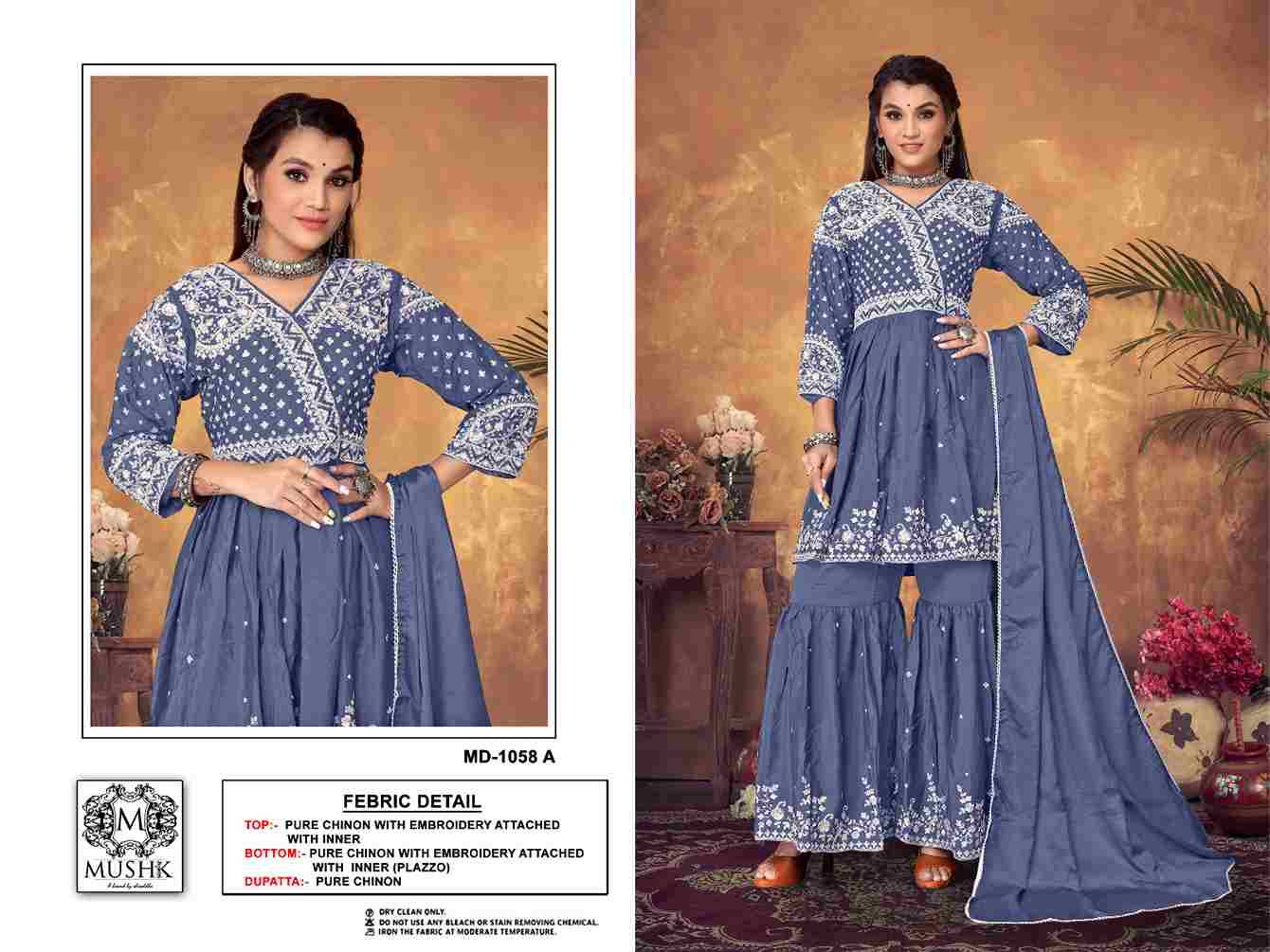 Mushk Hit Design 1058 Colours By Mushk 1058-A To 1058-D Series Beautiful Winter Collection Pakistani Suits Stylish Fancy Colorful Casual Wear & Ethnic Wear Heavy Chinnon Dresses At Wholesale Price