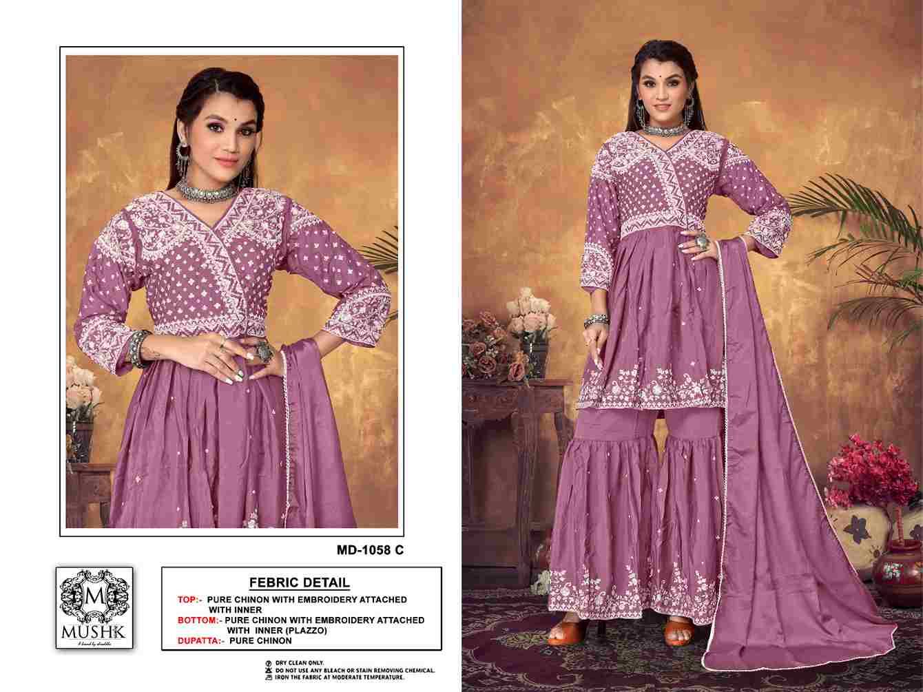 Mushk Hit Design 1058 Colours By Mushk 1058-A To 1058-D Series Beautiful Winter Collection Pakistani Suits Stylish Fancy Colorful Casual Wear & Ethnic Wear Heavy Chinnon Dresses At Wholesale Price