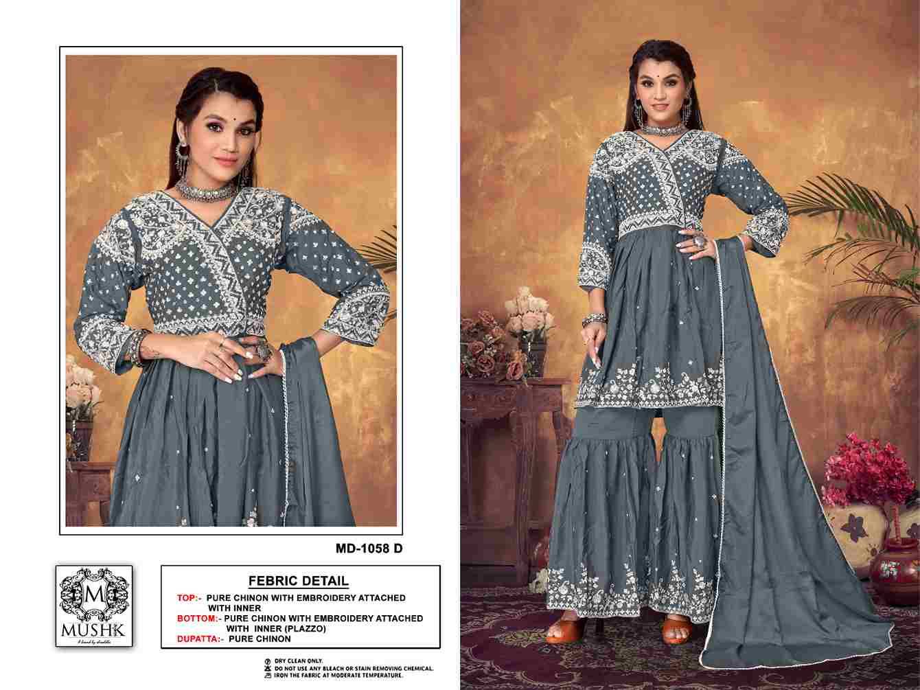 Mushk Hit Design 1058 Colours By Mushk 1058-A To 1058-D Series Beautiful Winter Collection Pakistani Suits Stylish Fancy Colorful Casual Wear & Ethnic Wear Heavy Chinnon Dresses At Wholesale Price