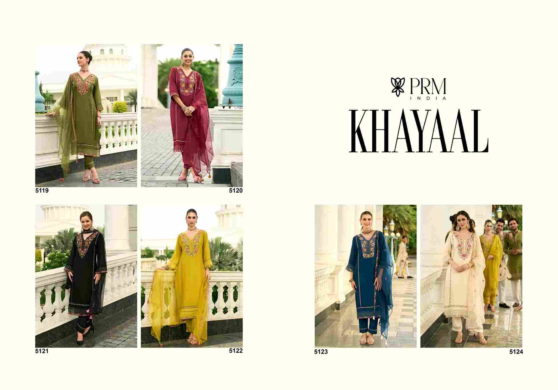 Khayaal By PRM Trendz 5119 To 5124 Series Beautiful Festive Suits Colorful Stylish Fancy Casual Wear & Ethnic Wear Mal Chanderi Dresses At Wholesale Price