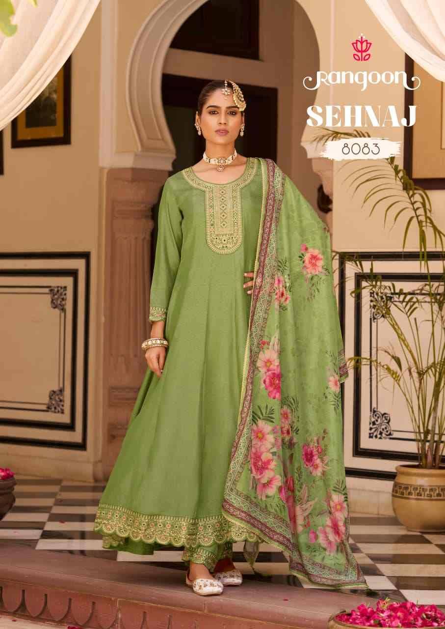 Sehnaj By Rangoon 8081 To 8086 Series Beautiful Stylish Anarkali Suits Fancy Colorful Casual Wear & Ethnic Wear & Ready To Wear Silk With Work Dresses At Wholesale Price