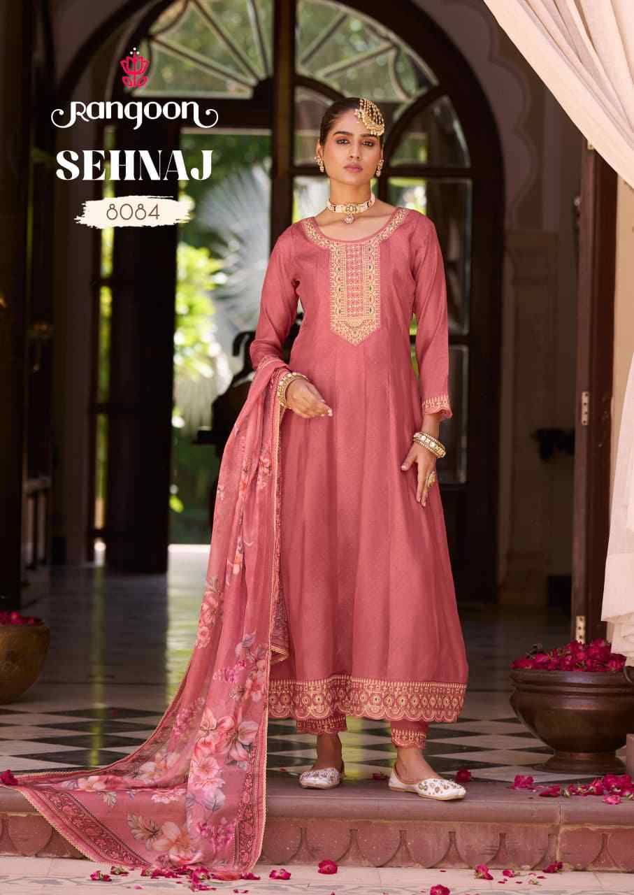 Sehnaj By Rangoon 8081 To 8086 Series Beautiful Stylish Anarkali Suits Fancy Colorful Casual Wear & Ethnic Wear & Ready To Wear Silk With Work Dresses At Wholesale Price