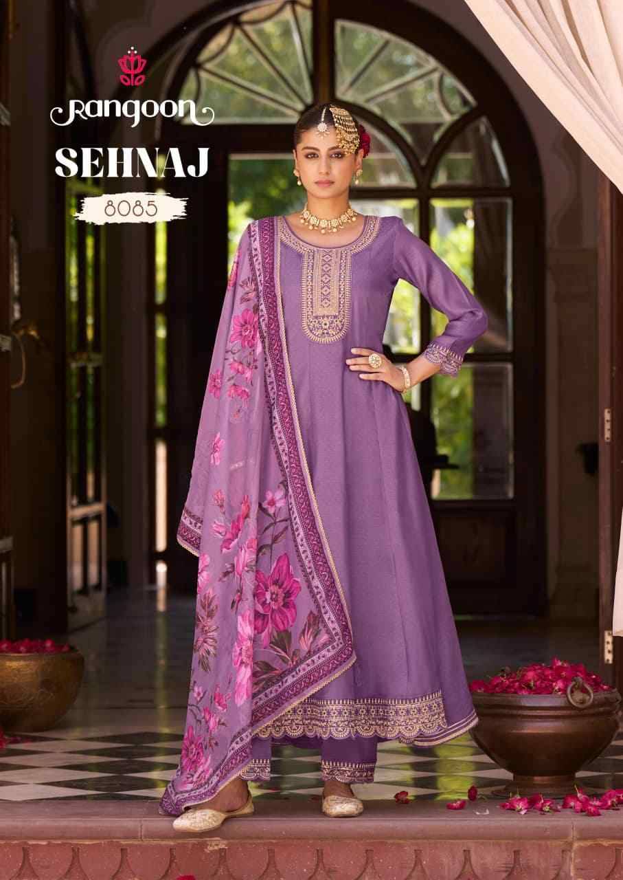 Sehnaj By Rangoon 8081 To 8086 Series Beautiful Stylish Anarkali Suits Fancy Colorful Casual Wear & Ethnic Wear & Ready To Wear Silk With Work Dresses At Wholesale Price
