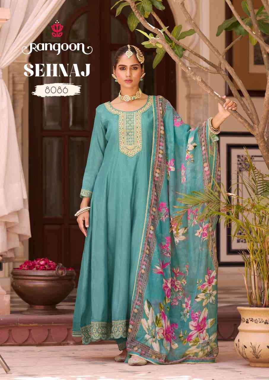 Sehnaj By Rangoon 8081 To 8086 Series Beautiful Stylish Anarkali Suits Fancy Colorful Casual Wear & Ethnic Wear & Ready To Wear Silk With Work Dresses At Wholesale Price