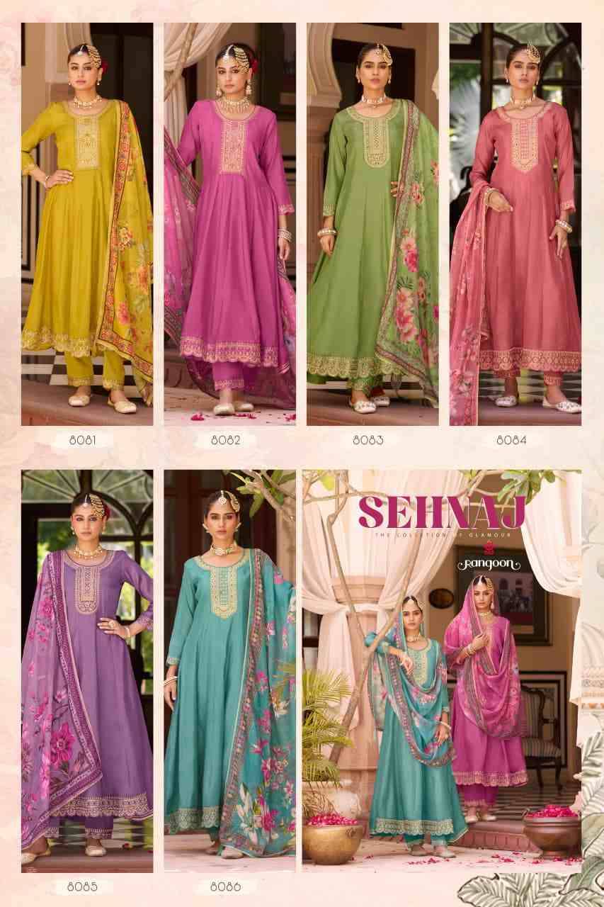 Sehnaj By Rangoon 8081 To 8086 Series Beautiful Stylish Anarkali Suits Fancy Colorful Casual Wear & Ethnic Wear & Ready To Wear Silk With Work Dresses At Wholesale Price