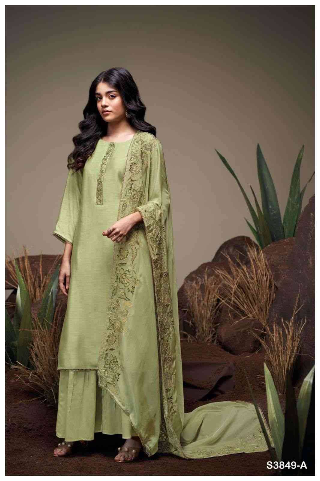 Fayeth-3849 By Ganga Fashion 3849-A To 3849-B Series Beautiful Festive Suits Colorful Stylish Fancy Casual Wear & Ethnic Wear Pure Bemberg Silk Dresses At Wholesale Price