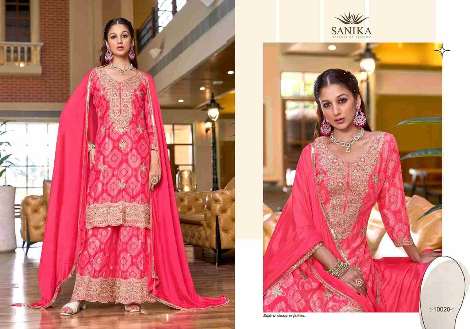 Rangrezia By Sanika 10028 To 10031 Series Beautiful Sharara Suits Stylish Fancy Colorful Party Wear & Occasional Wear Premium Chinnon Silk Dresses At Wholesale Price