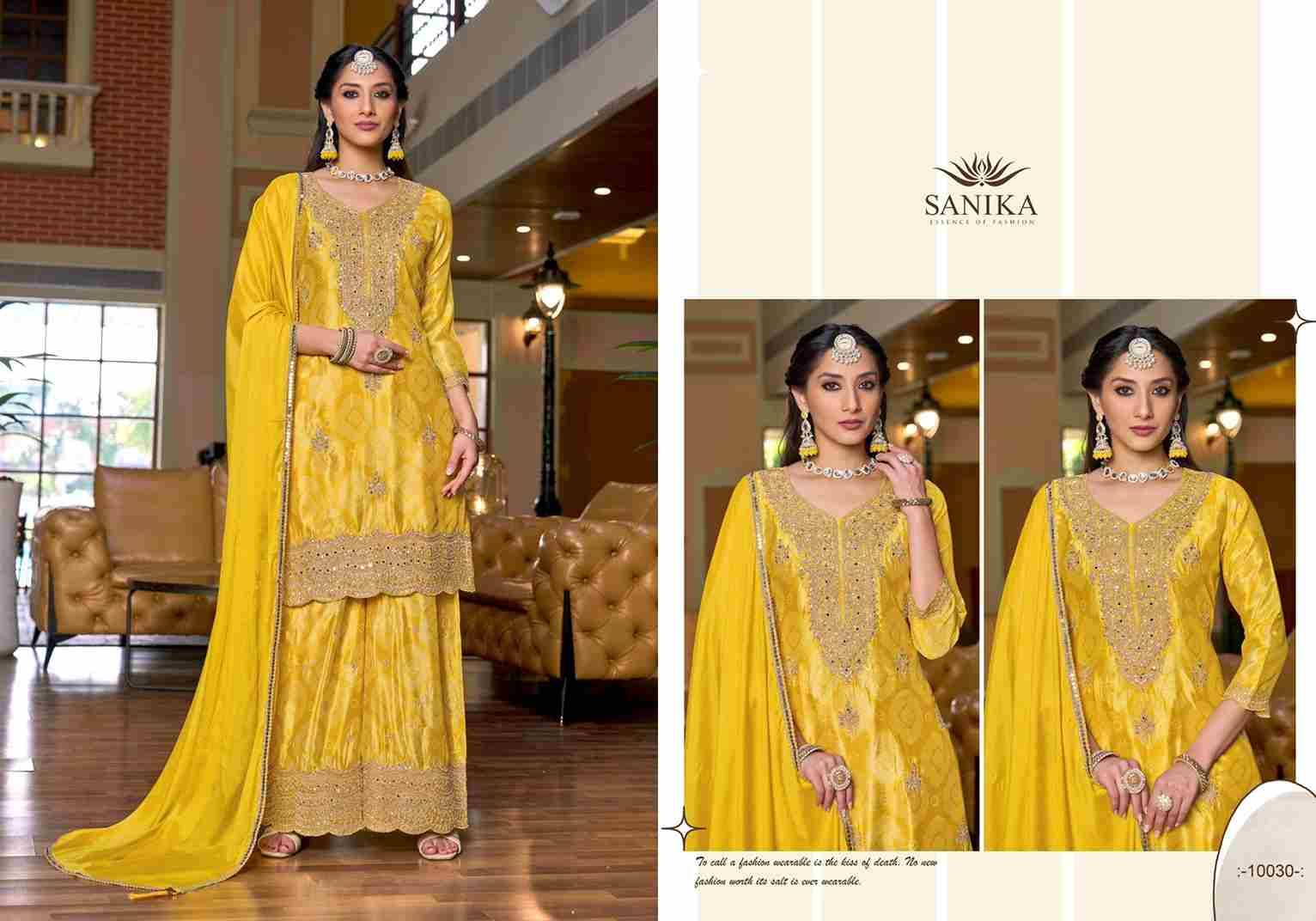 Rangrezia By Sanika 10028 To 10031 Series Beautiful Sharara Suits Stylish Fancy Colorful Party Wear & Occasional Wear Premium Chinnon Silk Dresses At Wholesale Price