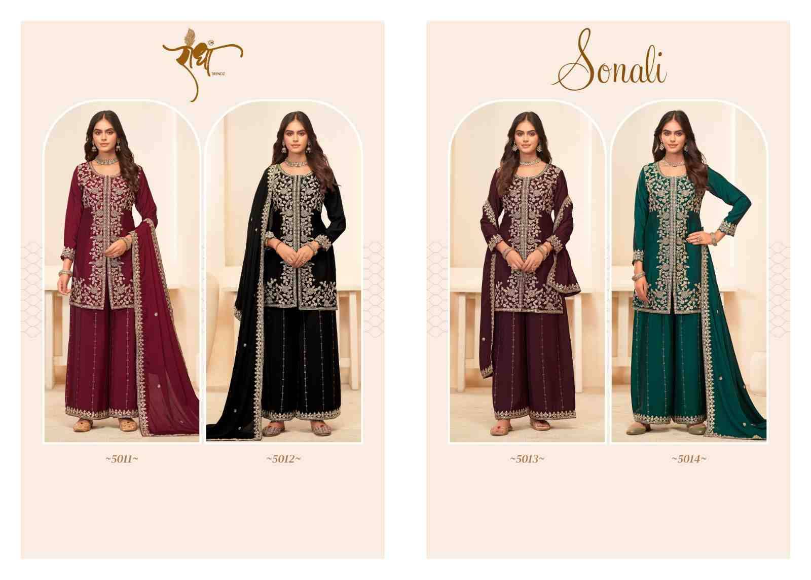 Sonali By Radha Trendz 5011 To 5014 Series Designer Sharara Suits Beautiful Fancy Colorful Stylish Party Wear & Occasional Wear Premium Chinnon Dresses At Wholesale Price