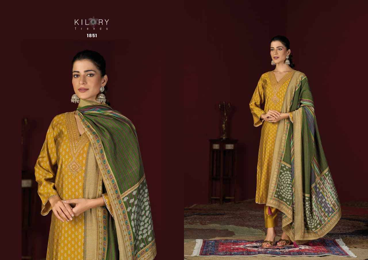 Dianna By Kilory 1851 To 1856 Series Beautiful Festive Suits Colorful Stylish Fancy Casual Wear & Ethnic Wear Pure Muslin Silk Dresses At Wholesale Price