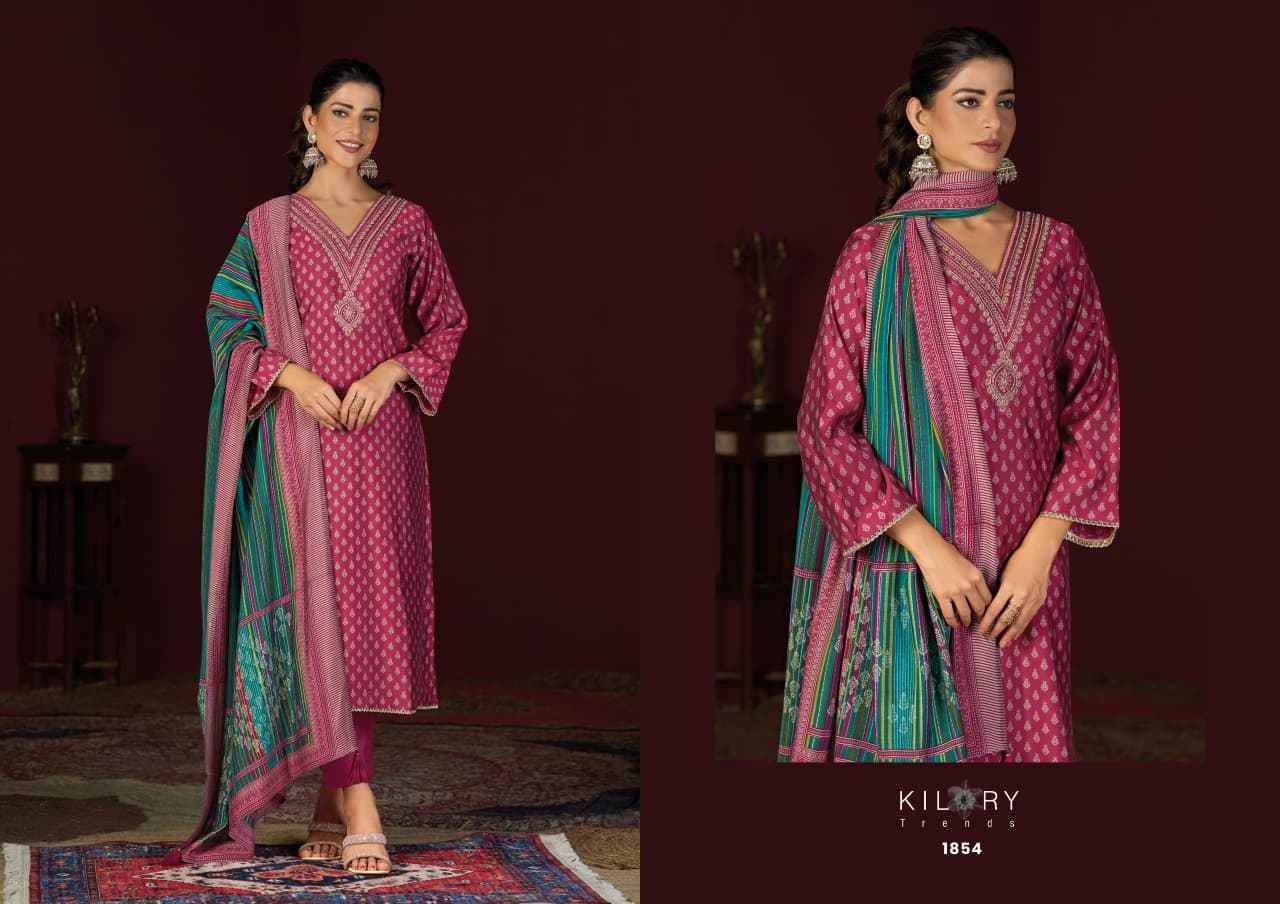 Dianna By Kilory 1851 To 1856 Series Beautiful Festive Suits Colorful Stylish Fancy Casual Wear & Ethnic Wear Pure Muslin Silk Dresses At Wholesale Price