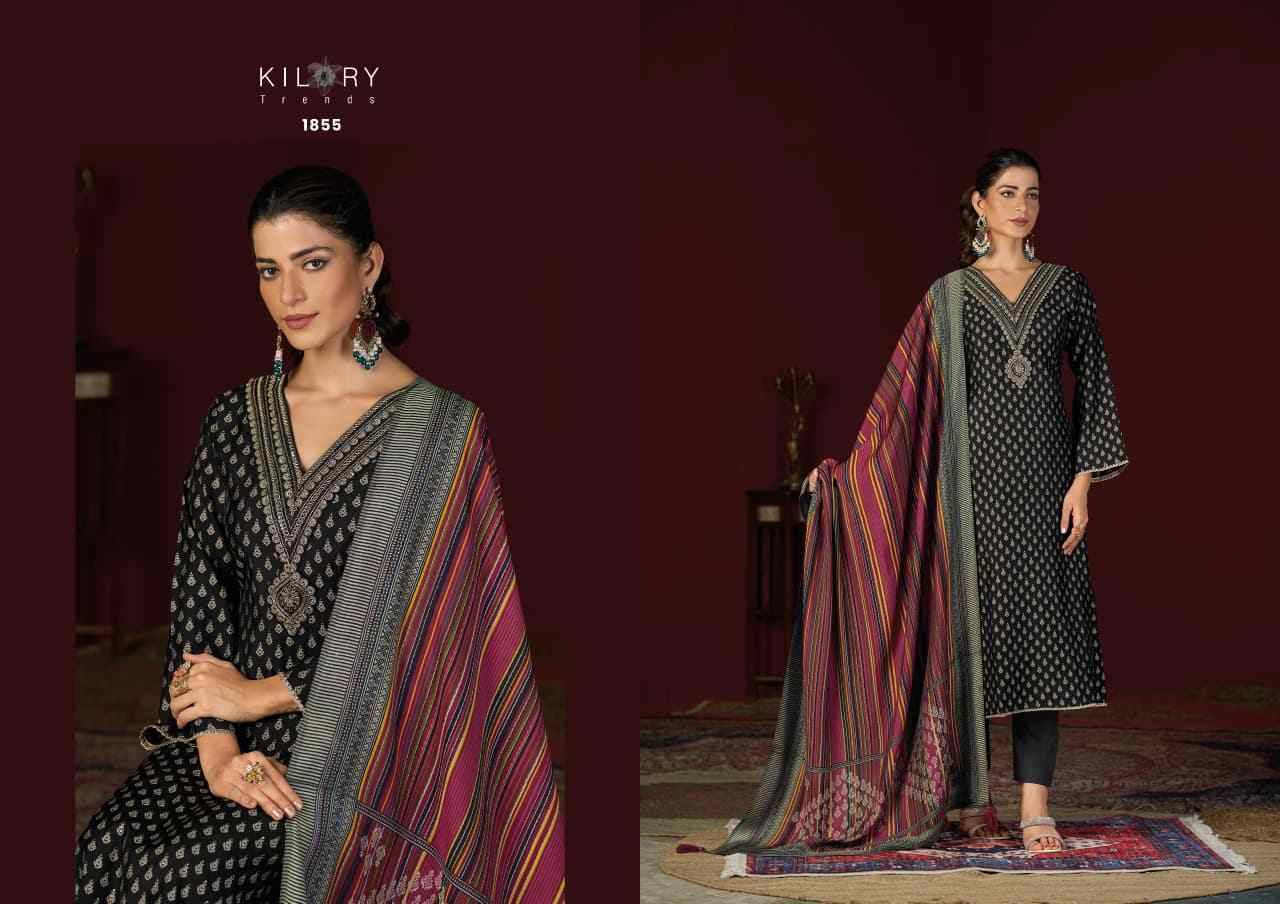 Dianna By Kilory 1851 To 1856 Series Beautiful Festive Suits Colorful Stylish Fancy Casual Wear & Ethnic Wear Pure Muslin Silk Dresses At Wholesale Price