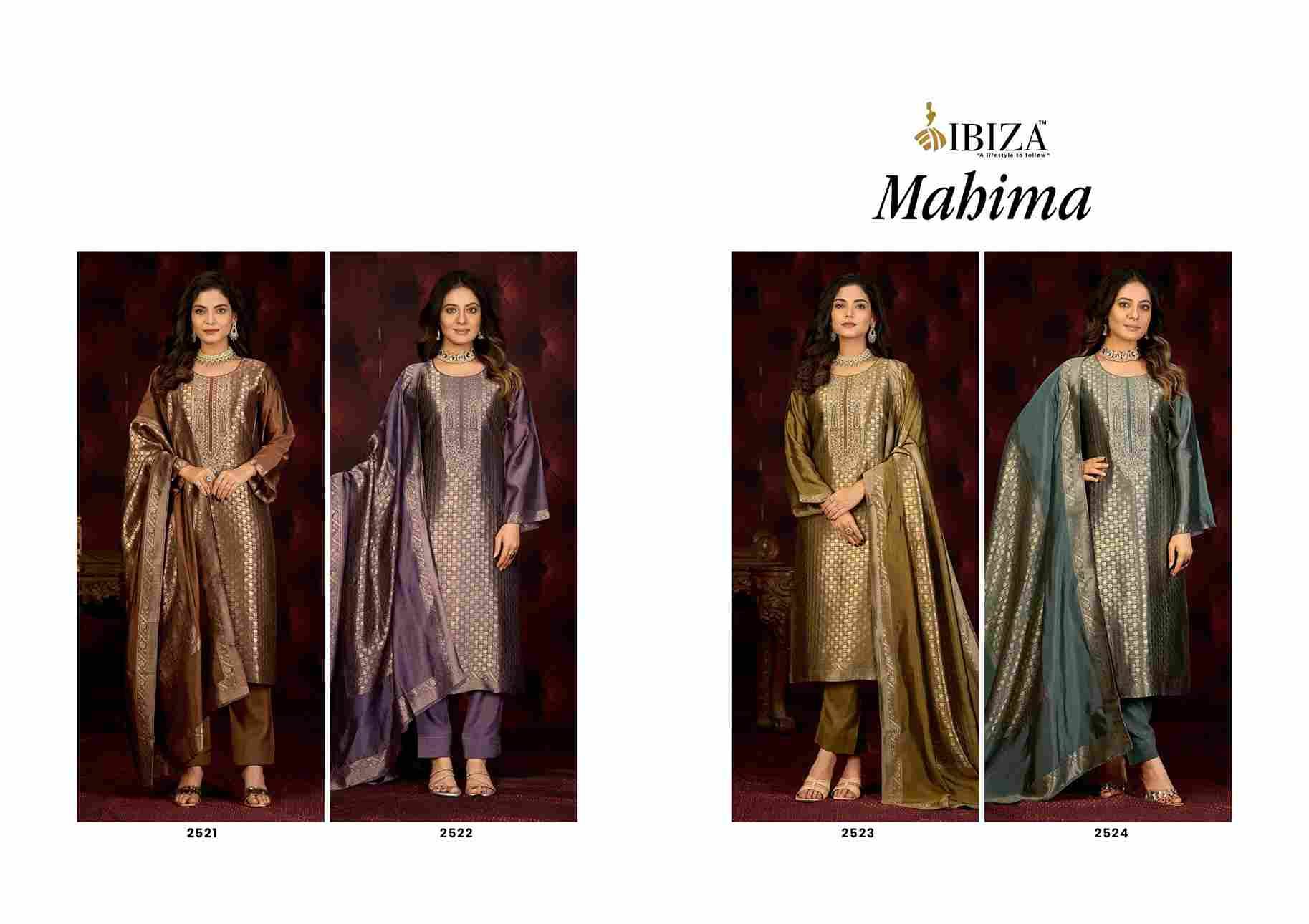 Mahima By Ibiza 2521 To 2524 Series Designer Festive Suits Beautiful Fancy Stylish Colorful Party Wear & Occasional Wear Pure Silk Jacquard Dresses At Wholesale Price