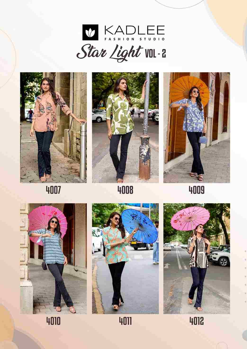 Star Light Vol-2 By Kadlee 4007 To 4012 Series Designer Stylish Fancy Colorful Beautiful Party Wear & Ethnic Wear Collection Rayon Print Tops At Wholesale Price