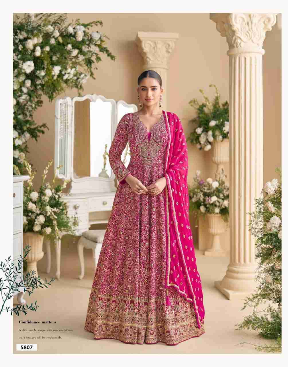 Parampara By Sayuri 5806 To 5808 Series Designer Stylish Fancy Colorful Beautiful Party Wear & Ethnic Wear Collection Premium Georgette Gowns With Dupatta At Wholesale Price