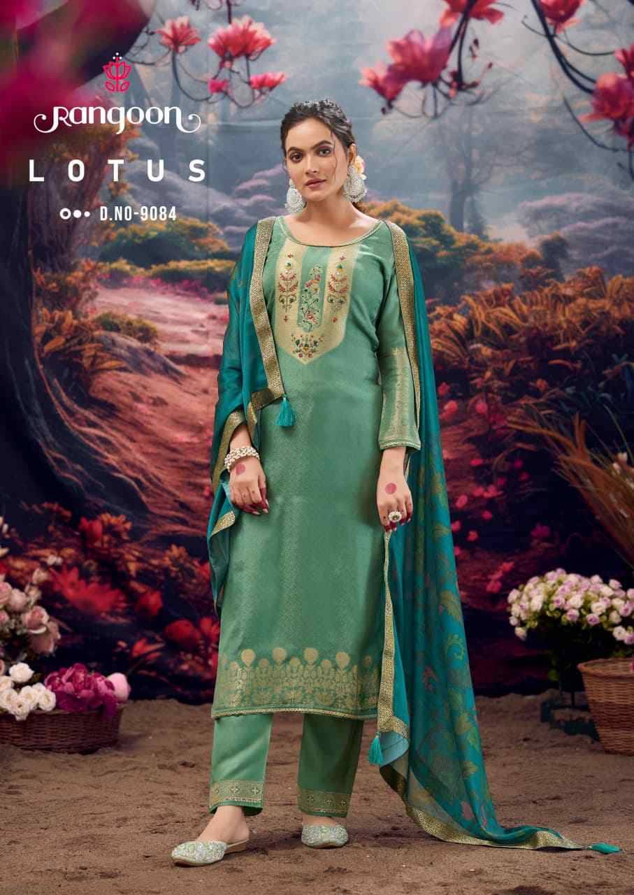 Lotus By Rangoon 9081 To 9086 Series Beautiful Stylish Festive Suits Fancy Colorful Casual Wear & Ethnic Wear & Ready To Wear Muslin Jacquard With Work Dresses At Wholesale Price