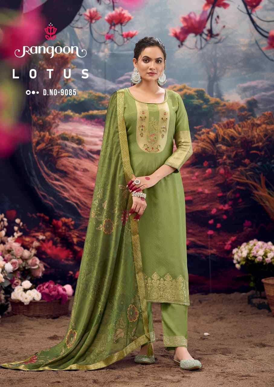 Lotus By Rangoon 9081 To 9086 Series Beautiful Stylish Festive Suits Fancy Colorful Casual Wear & Ethnic Wear & Ready To Wear Muslin Jacquard With Work Dresses At Wholesale Price