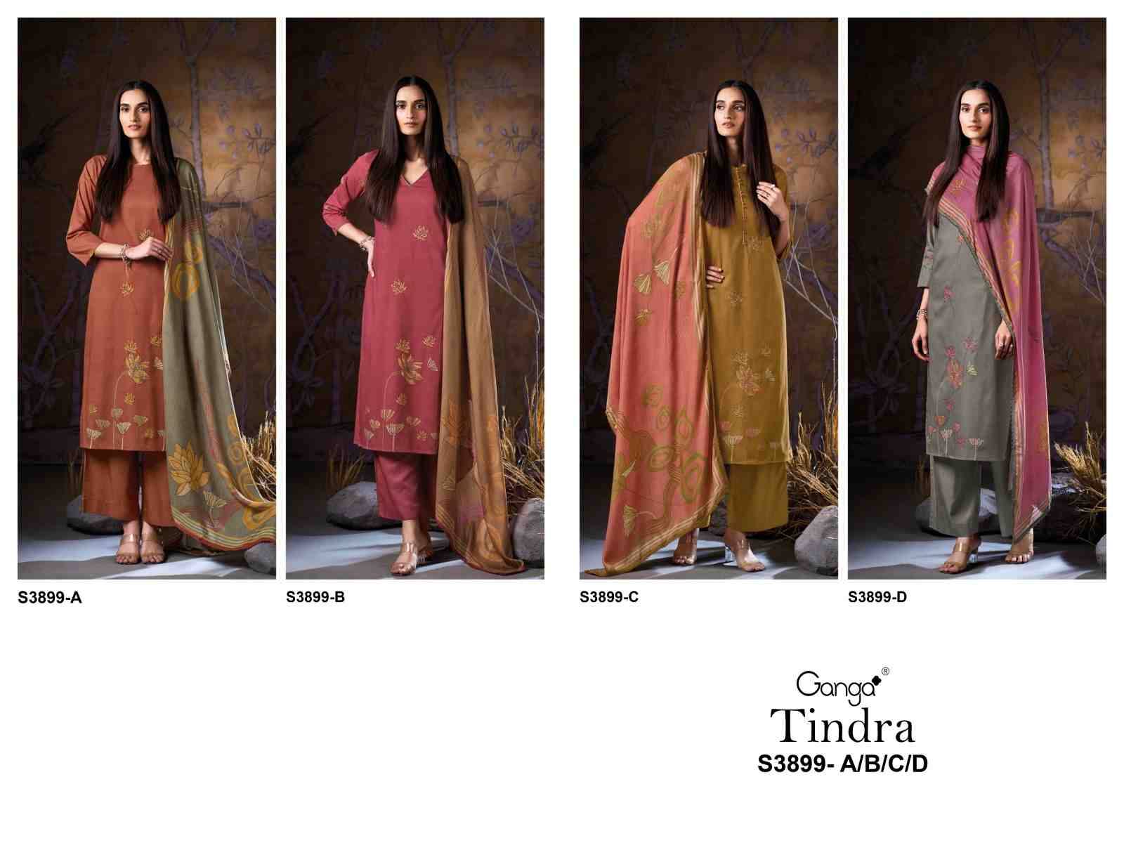 Tindra-3899 By Ganga Fashion 3899-A To 3899-D Series Beautiful Festive Suits Colorful Stylish Fancy Casual Wear & Ethnic Wear Corduroy Dresses At Wholesale Price