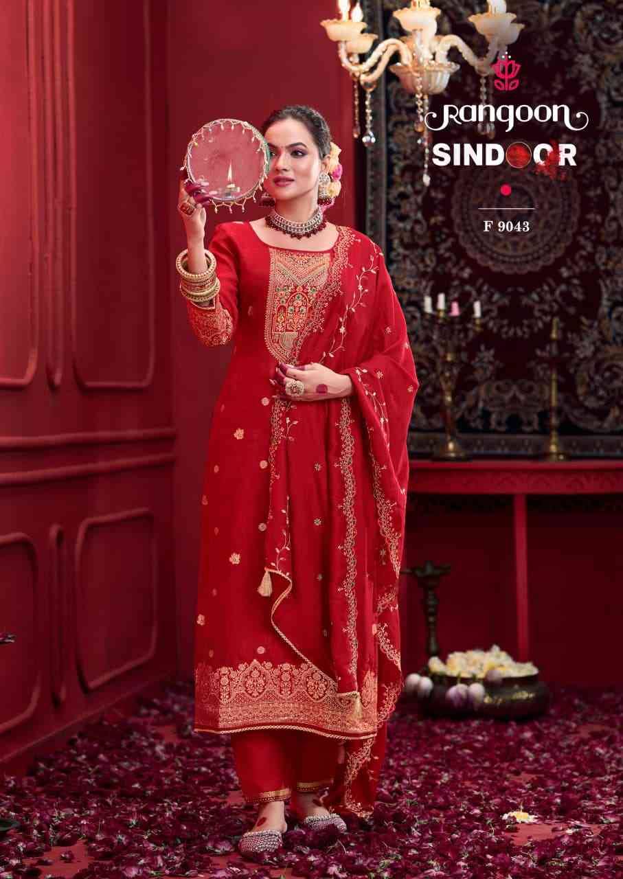 Sindoor By Rangoon 9041 To 9044 Series Beautiful Stylish Festive Suits Fancy Colorful Casual Wear & Ethnic Wear & Ready To Wear Dola Jacquard With Work Dresses At Wholesale Price