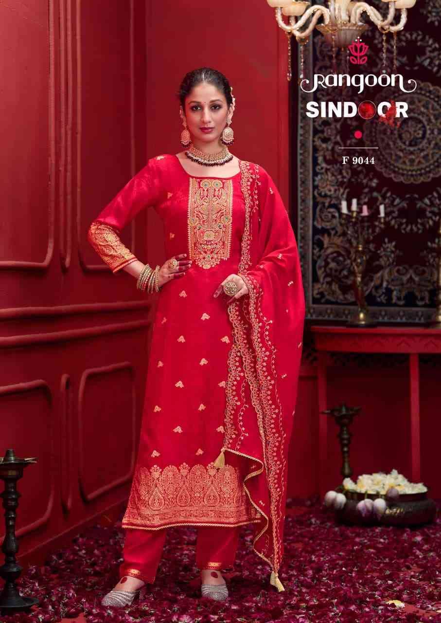 Sindoor By Rangoon 9041 To 9044 Series Beautiful Stylish Festive Suits Fancy Colorful Casual Wear & Ethnic Wear & Ready To Wear Dola Jacquard With Work Dresses At Wholesale Price