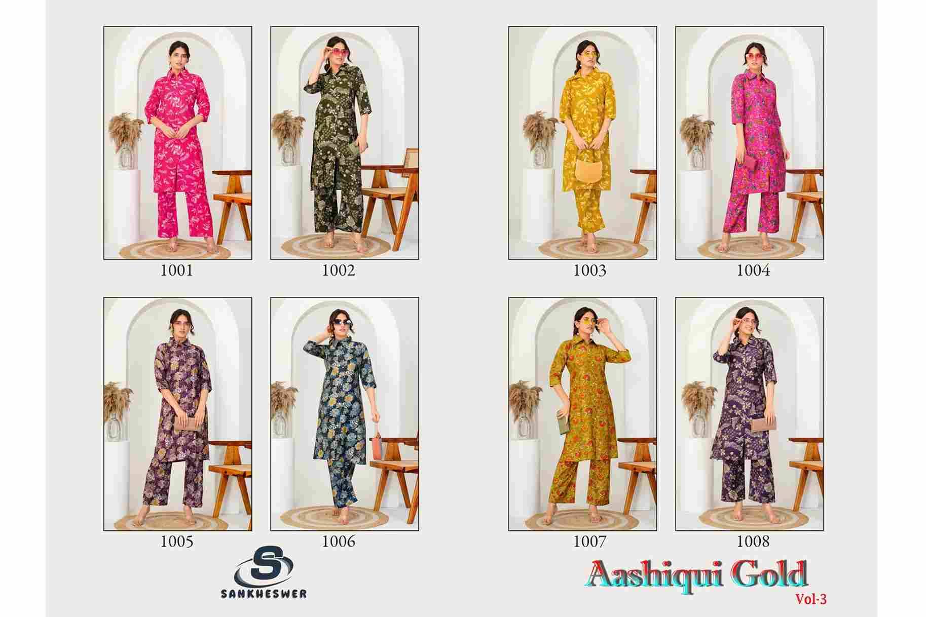 Aashiqui Gold Vol-3 By Sankheswer 1001 To 1008 Series Designer Stylish Fancy Colorful Beautiful Party Wear & Ethnic Wear Collection Vertican Print Kurtis With Bottom At Wholesale Price