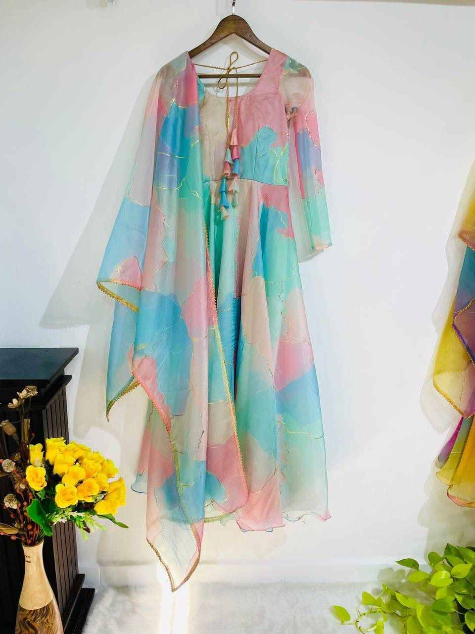 Mb-240 By Fashid Wholesale Beautiful Stylish Fancy Colorful Casual Wear & Ethnic Wear Organza Silk Gowns At Wholesale Price