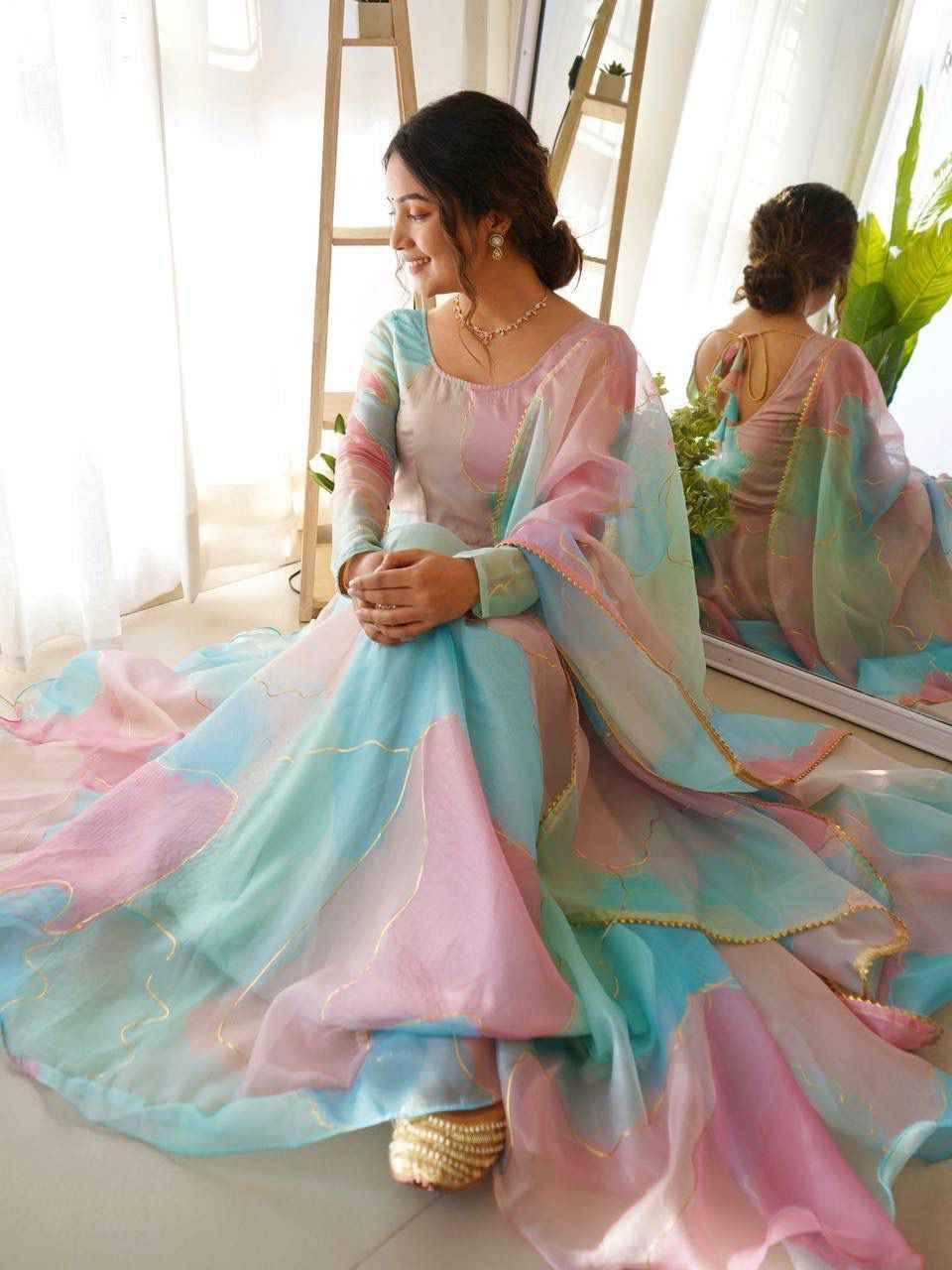 Mb-240 By Fashid Wholesale Beautiful Stylish Fancy Colorful Casual Wear & Ethnic Wear Organza Silk Gowns At Wholesale Price