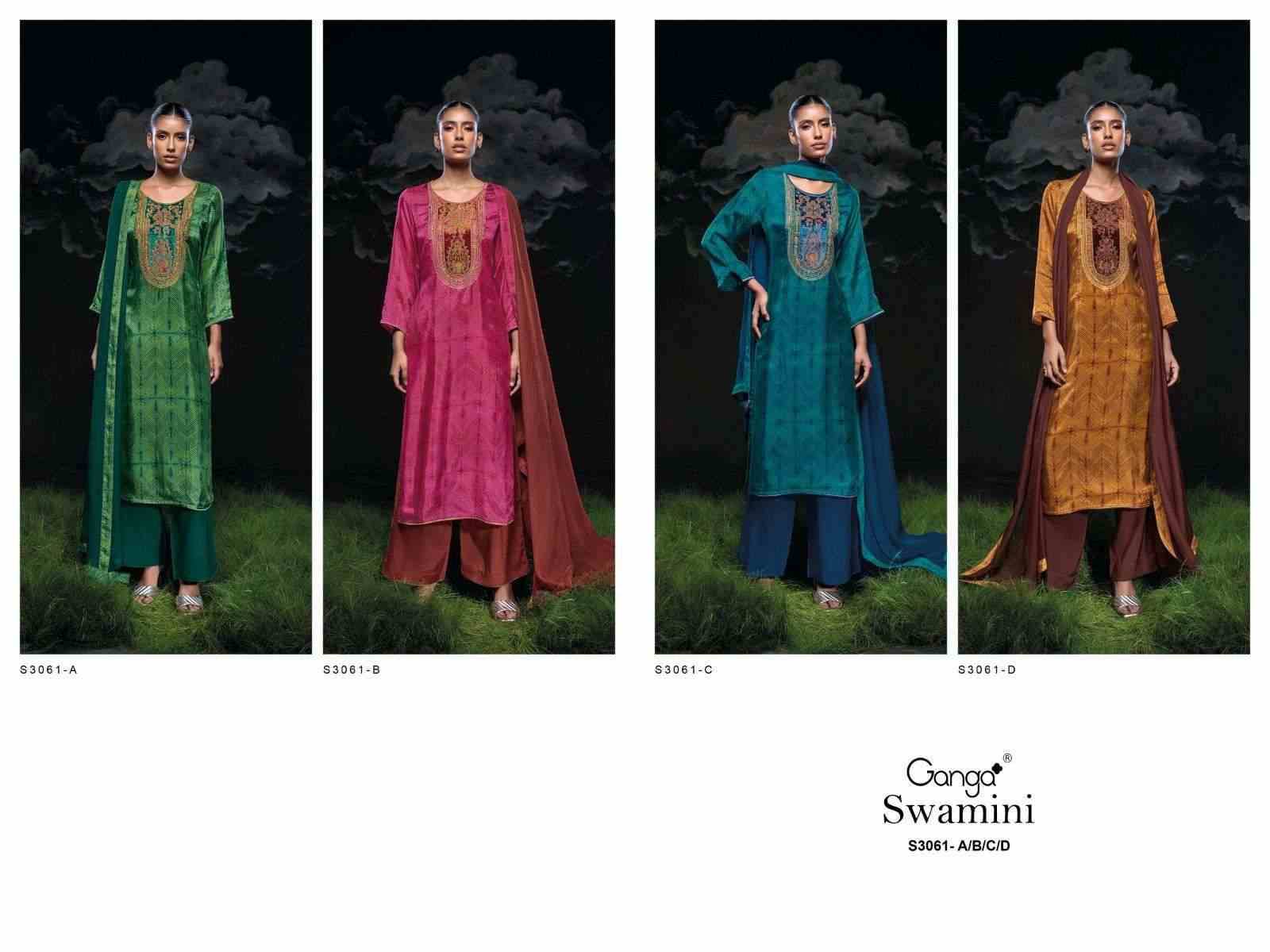 Swamini-3061 By Ganga Fashion 3061-A To 3061-D Series Beautiful Festive Suits Colorful Stylish Fancy Casual Wear & Ethnic Wear Premium Bemberg Habutai Dresses At Wholesale Price