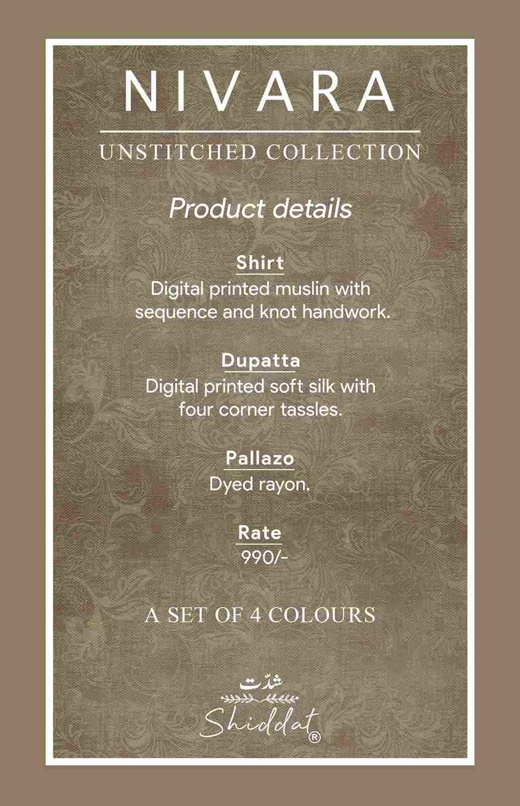 Nivara By Shiddat 1001-A To 1001-D Series Designer Stylish Fancy Colorful Beautiful Party Wear & Ethnic Wear Collection Pure Muslin Dresses At Wholesale Price