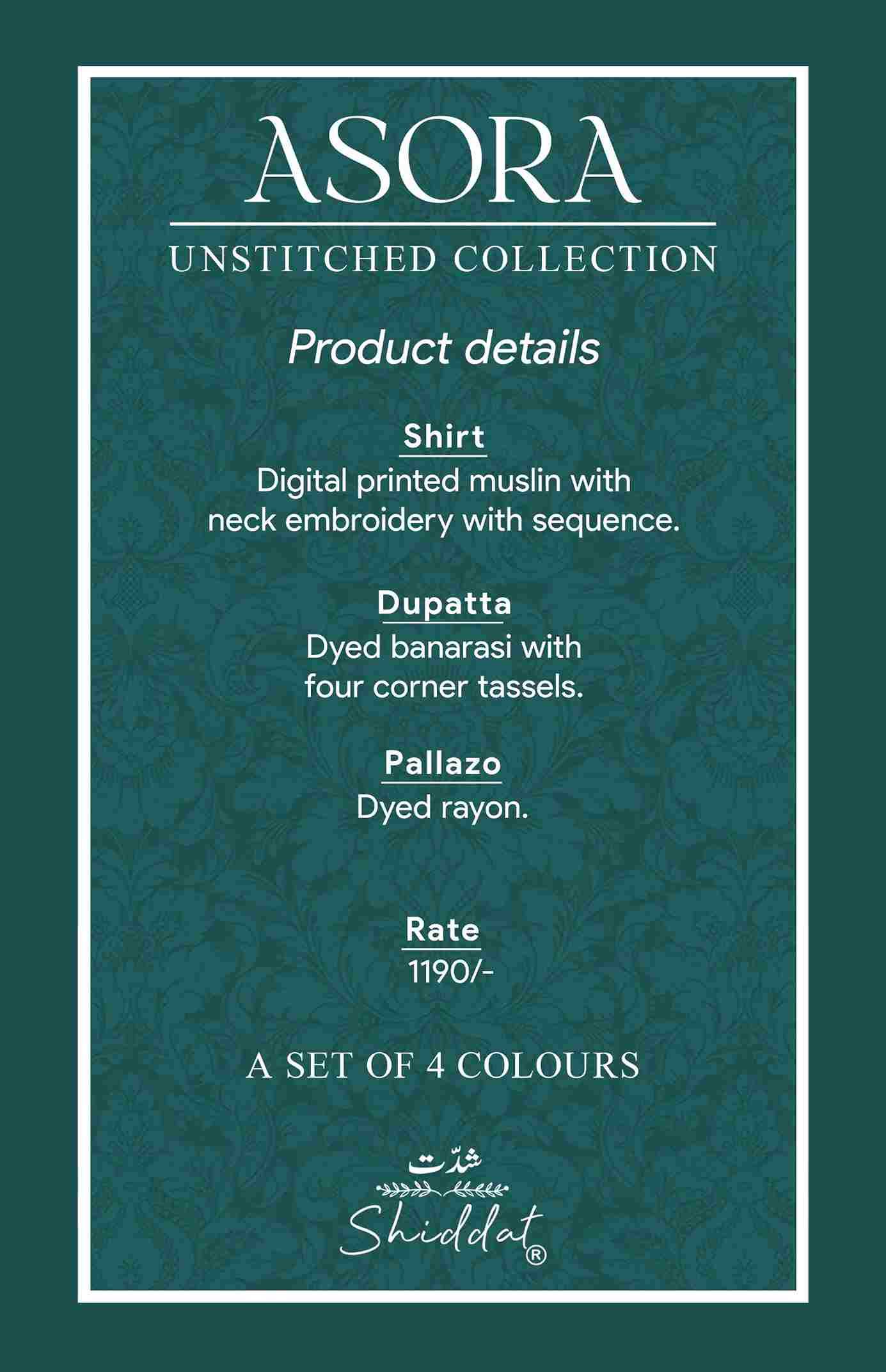 Asora By Shiddat 1001-A To 1001-D Series Designer Stylish Fancy Colorful Beautiful Party Wear & Ethnic Wear Collection Pure Muslin Dresses At Wholesale Price