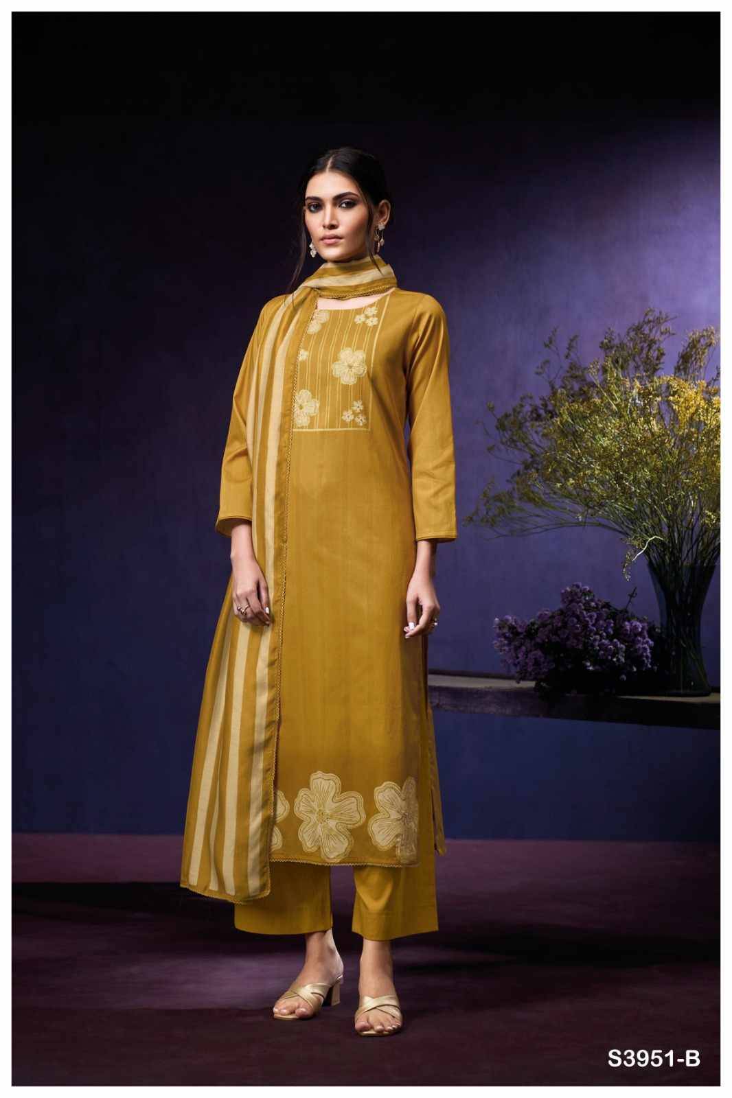 Qiara-3951 By Ganga Fashion 3951-A To 3951-D Series Beautiful Festive Suits Colorful Stylish Fancy Casual Wear & Ethnic Wear Premium Corduroy Dresses At Wholesale Price