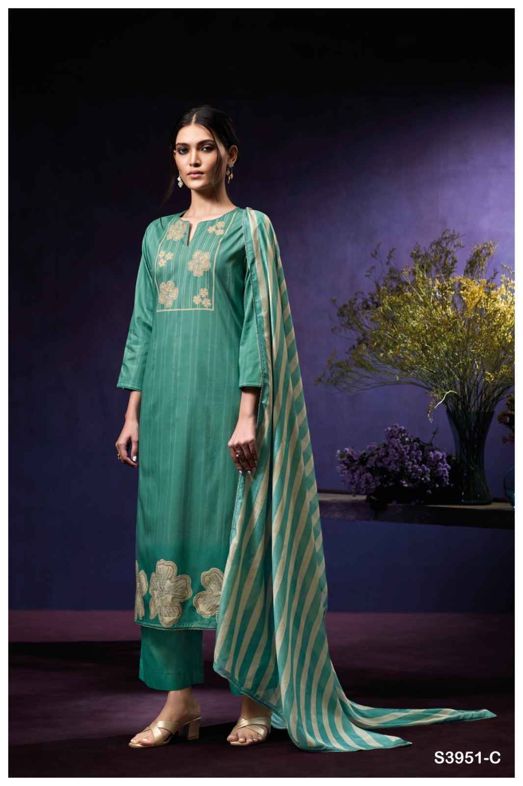 Qiara-3951 By Ganga Fashion 3951-A To 3951-D Series Beautiful Festive Suits Colorful Stylish Fancy Casual Wear & Ethnic Wear Premium Corduroy Dresses At Wholesale Price