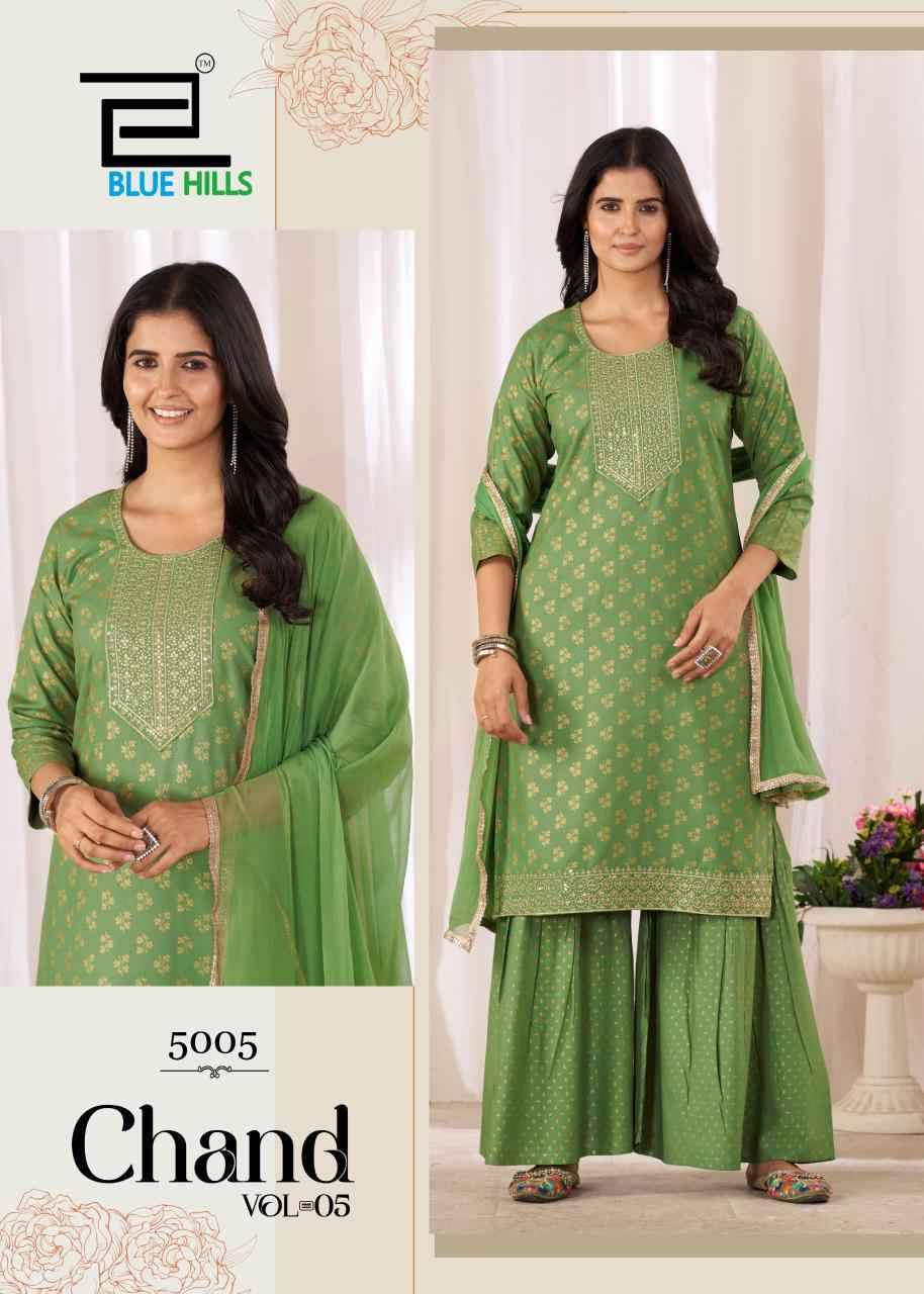 Chand Vol-5 By Blue Hills 5001 To 5006 Series Beautiful Festive Suits Colorful Stylish Fancy Casual Wear & Ethnic Wear Rayon Foil Dresses At Wholesale Price
