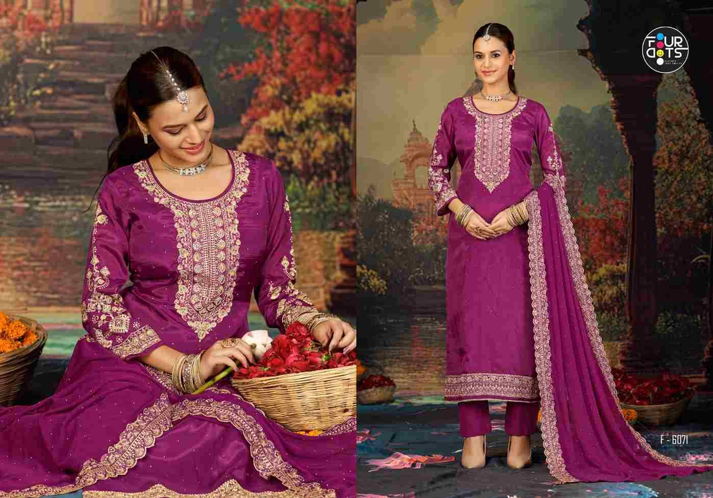 Apeksha By Four Dots 6071 To 6074 Series Designer Stylish Fancy Colorful Beautiful Party Wear & Ethnic Wear Collection Organza Dresses At Wholesale Price