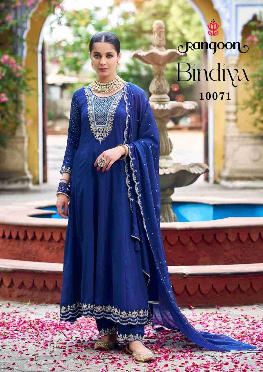 Bindiya By Rangoon 10071 To 10074 Series Beautiful Stylish Anarkali Suits Fancy Colorful Casual Wear & Ethnic Wear & Ready To Wear Chinnon Silk Dresses At Wholesale Price