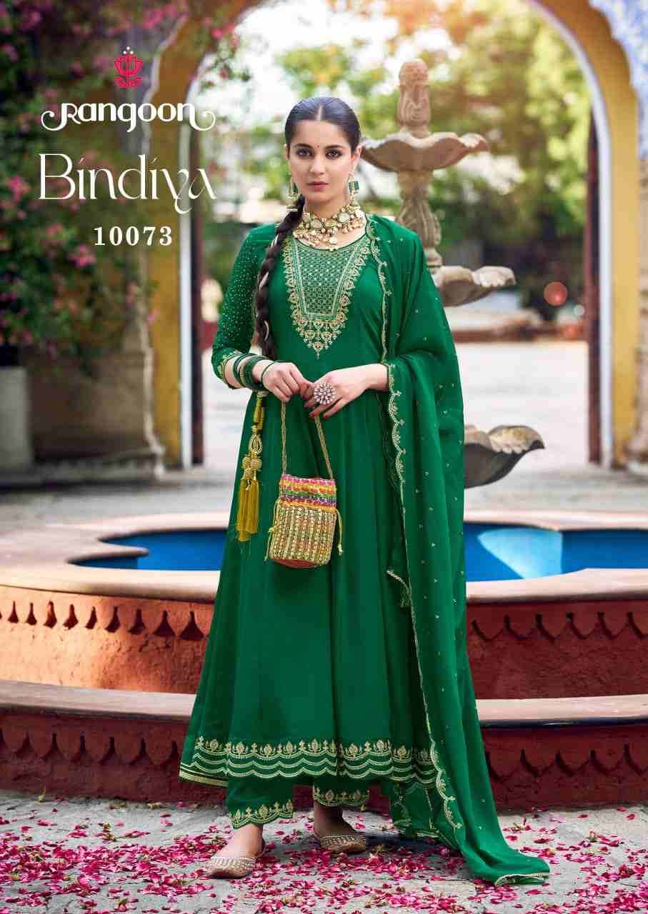 Bindiya By Rangoon 10071 To 10074 Series Beautiful Stylish Anarkali Suits Fancy Colorful Casual Wear & Ethnic Wear & Ready To Wear Chinnon Silk Dresses At Wholesale Price