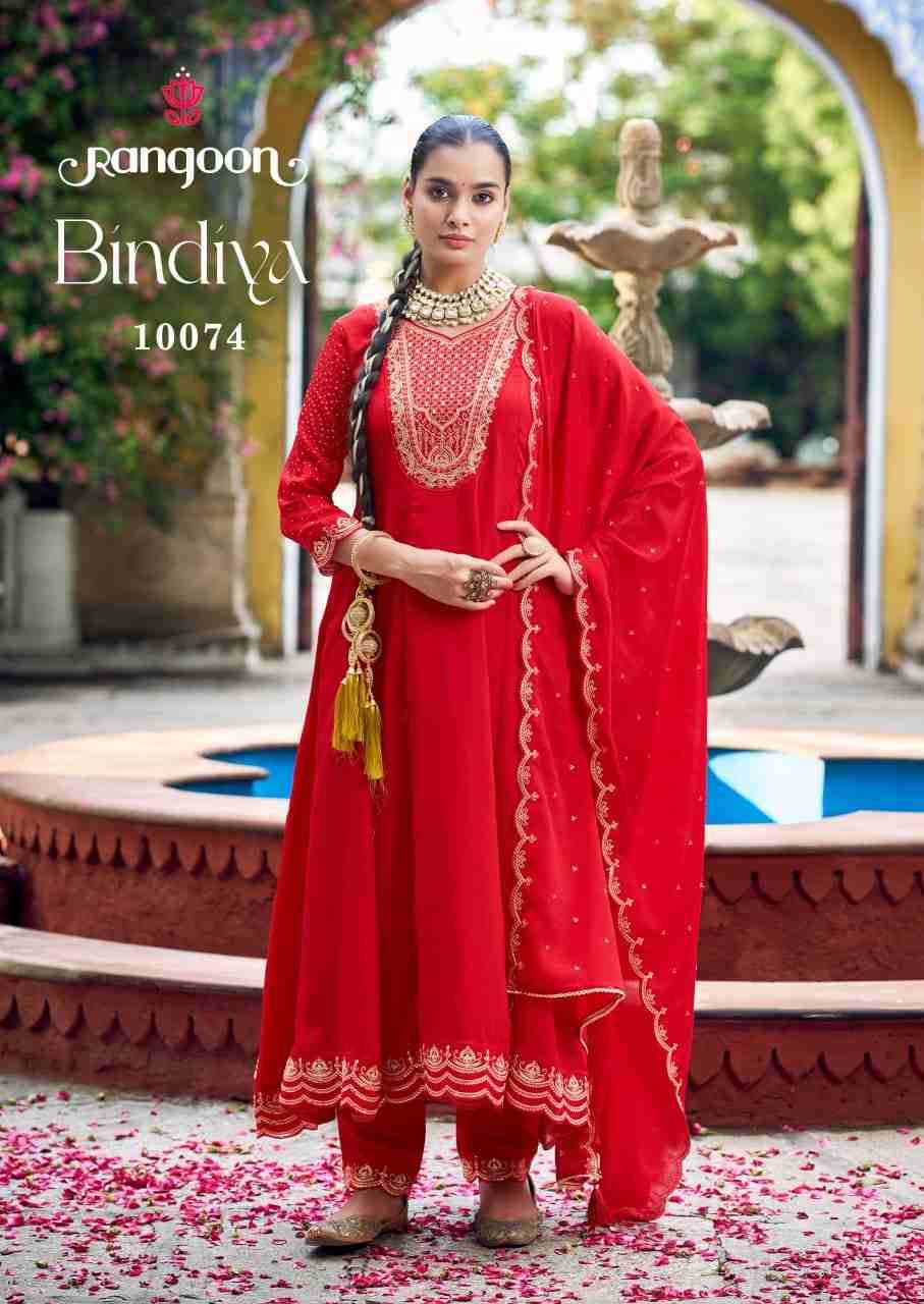 Bindiya By Rangoon 10071 To 10074 Series Beautiful Stylish Anarkali Suits Fancy Colorful Casual Wear & Ethnic Wear & Ready To Wear Chinnon Silk Dresses At Wholesale Price