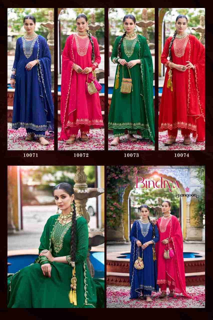 Bindiya By Rangoon 10071 To 10074 Series Beautiful Stylish Anarkali Suits Fancy Colorful Casual Wear & Ethnic Wear & Ready To Wear Chinnon Silk Dresses At Wholesale Price