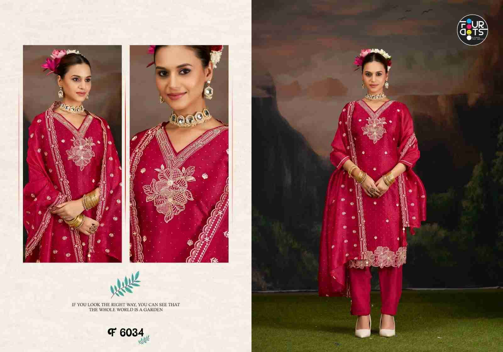 Farzana By Four Dots 6031 To 6034 Series Designer Stylish Fancy Colorful Beautiful Party Wear & Ethnic Wear Collection Silk Dresses At Wholesale Price